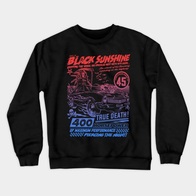 "BLACK SUNSHINE" RED BLUE HUE Crewneck Sweatshirt by joeyjamesartworx